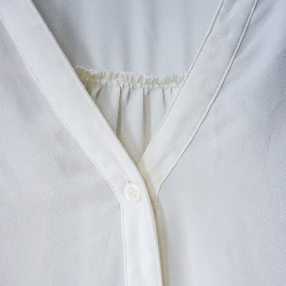 White Flutter Sleeve Button Down Blouse - image 3